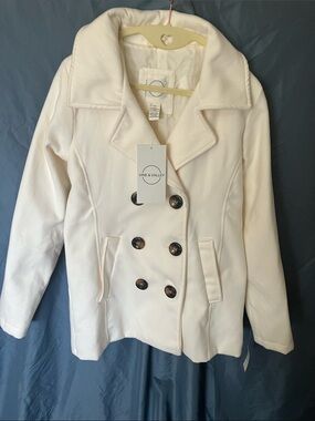 Vine & Valley: Cream Double-Breasted Peacoat- M